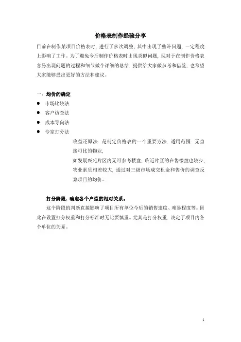 价格_价格表制作经验分享