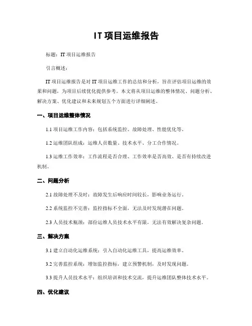IT项目运维报告