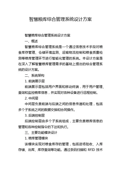 智慧粮库综合管理系统设计方案