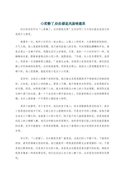 心若静了,处处都是风景啥意思