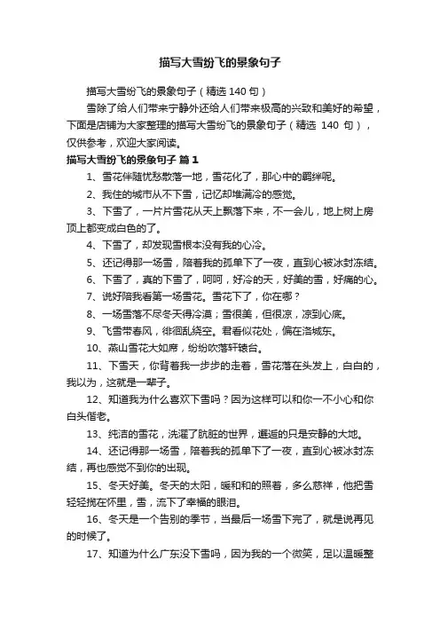 描写大雪纷飞的景象句子