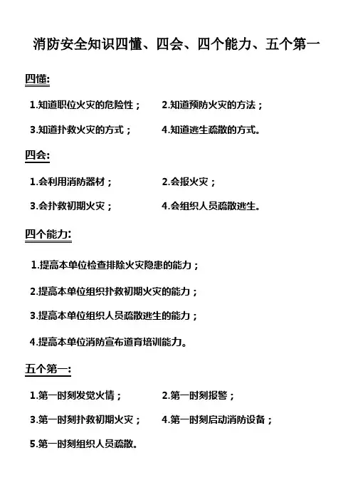 消防安全知识四懂四会四个能力五个第一