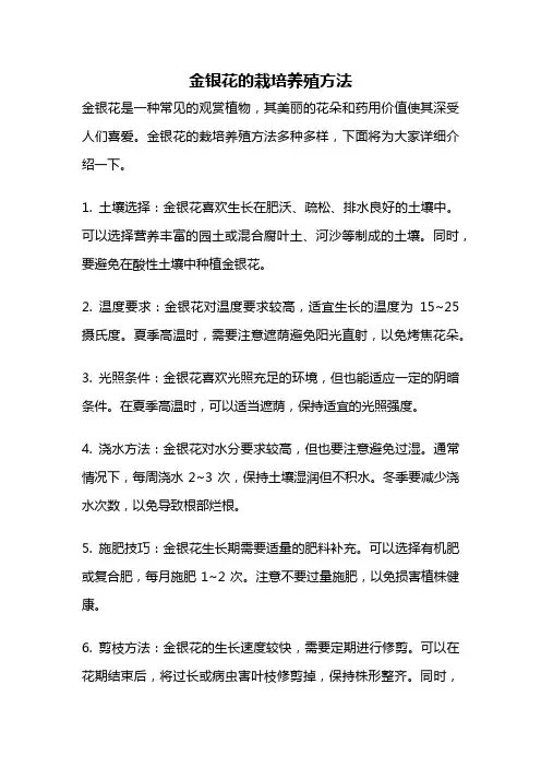金银花的栽培养殖方法