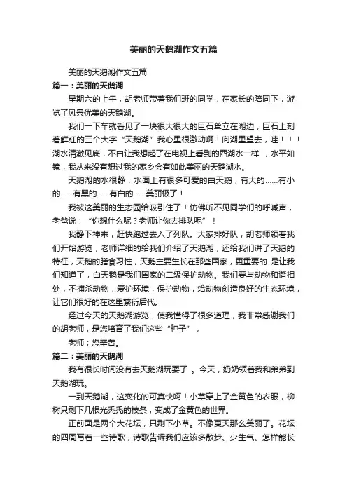 美丽的天鹅湖作文五篇