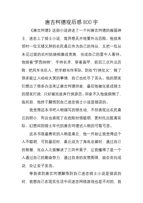 唐吉柯德观后感800字