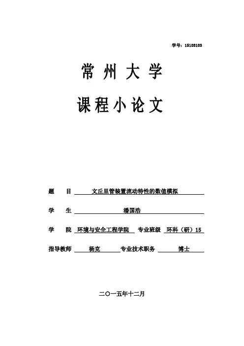 文丘里管装置流动特性的数值模拟