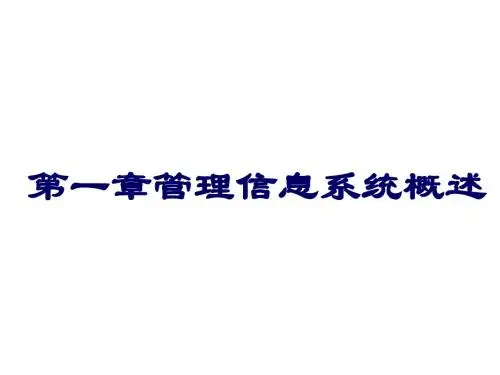 管理信息系统实用教程第1章
