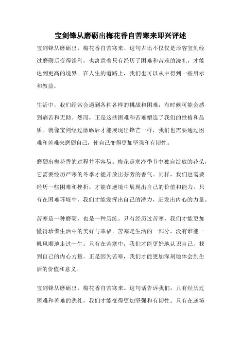宝剑锋从磨砺出梅花香自苦寒来即兴评述