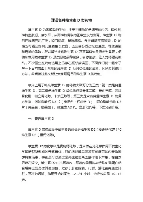 理清各种维生素D类药物