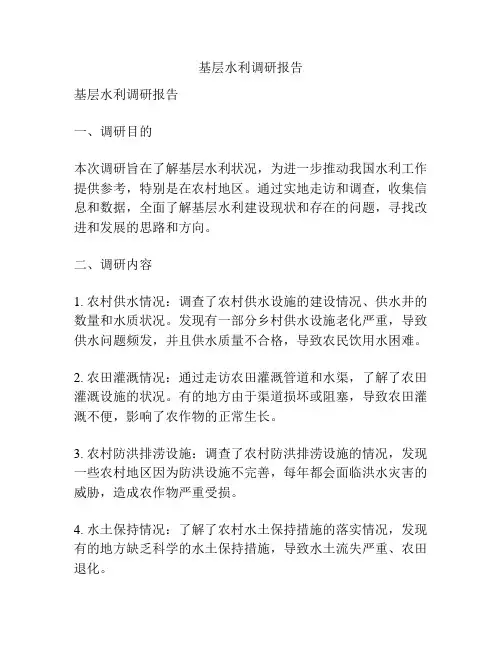基层水利调研报告