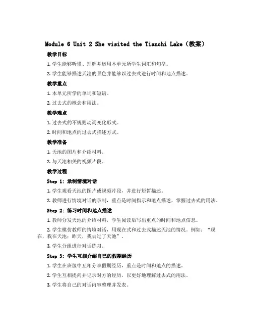 Module 6 Unit 2 She visited the Tianchi Lake(教案)-2