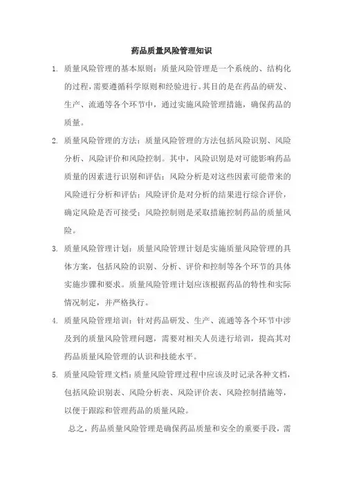 药品质量风险管理知识