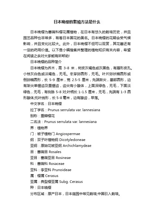 日本晚樱的繁殖方法是什么