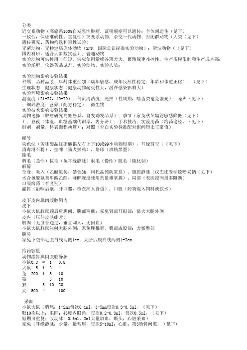 实验动物学——动物小结