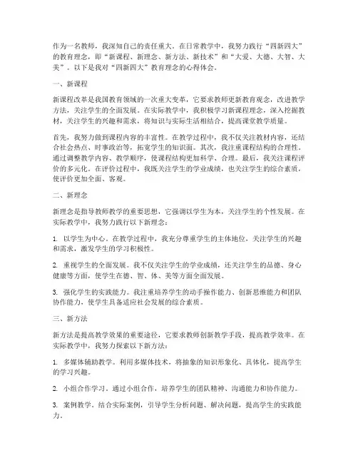 教师四新四大心得体会