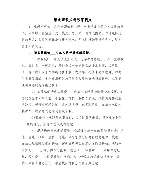 触电事故应急预案例文(3篇)