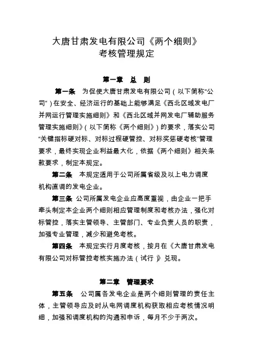 某省发电有限公司《两个细则》考核管理规定讲解