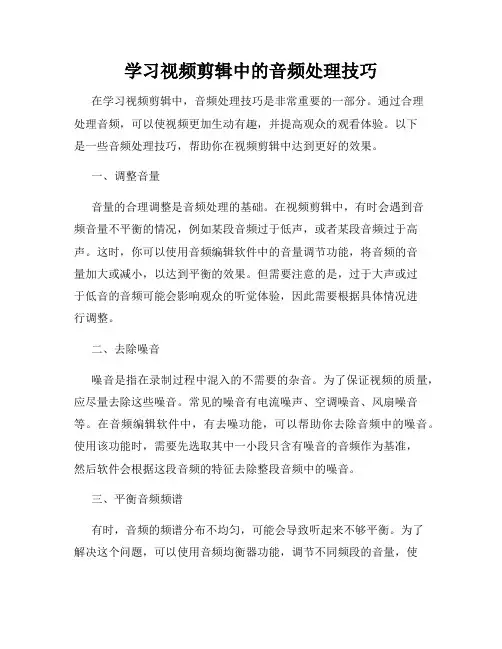 学习视频剪辑中的音频处理技巧