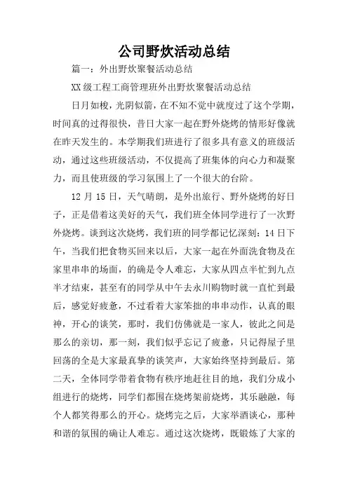 公司野炊活动总结