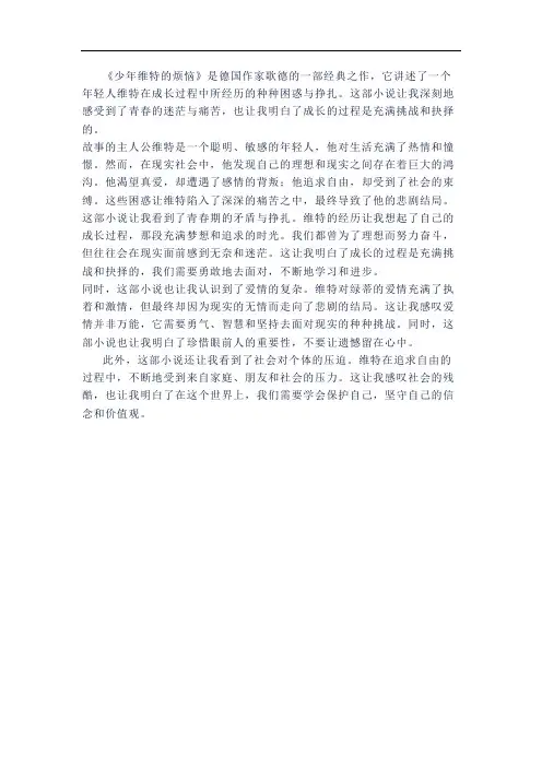 《少年维特的烦恼》读后感