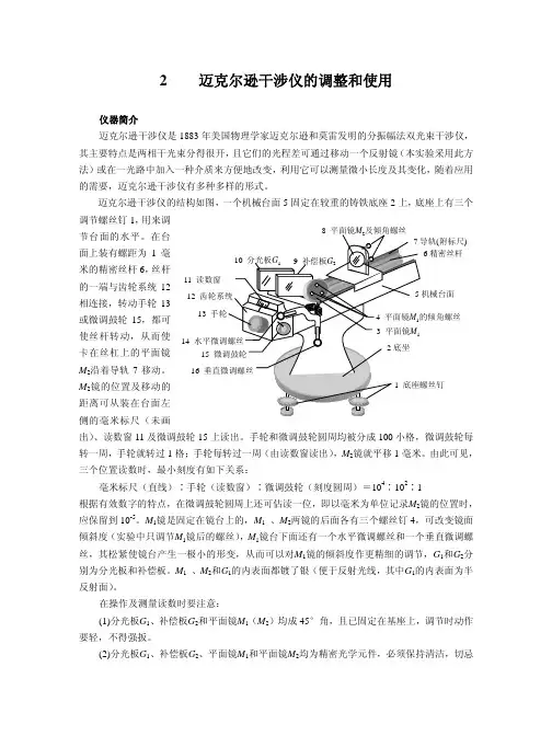 迈克尔逊干涉仪的调整和使用