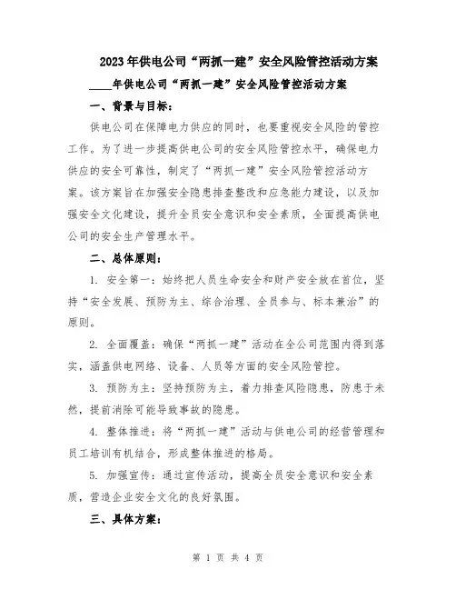 2023年供电公司“两抓一建”安全风险管控活动方案