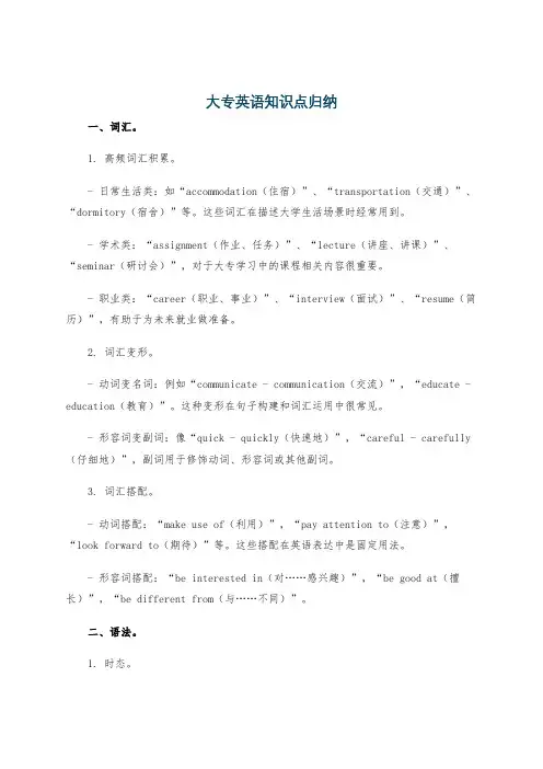 大专英语知识点归纳