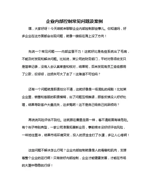 企业内部控制常见问题及案例