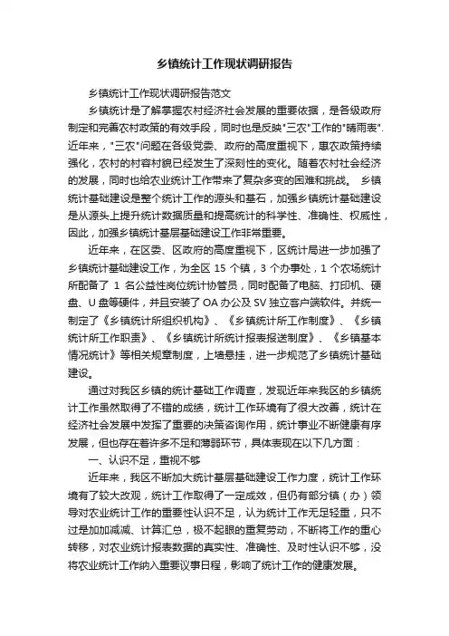 乡镇统计工作现状调研报告