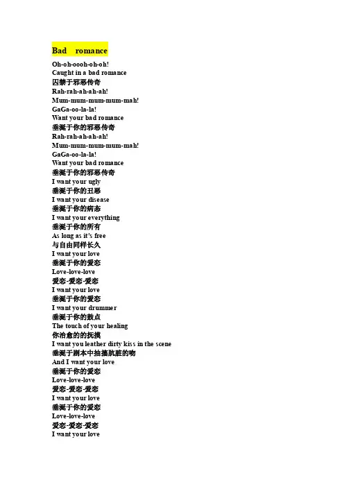 lady_gaga的歌曲（歌词翻译）