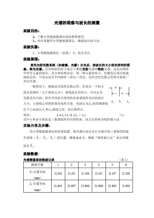 光谱的测量实验报告