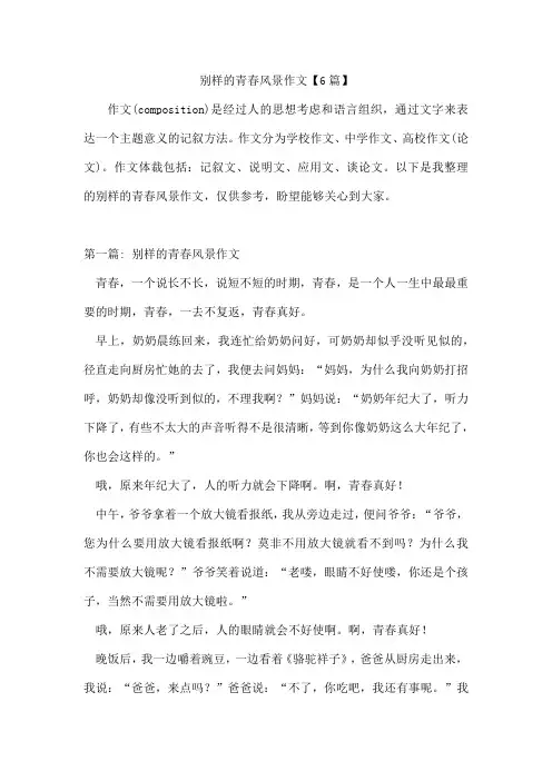 别样的青春风景作文【6篇】