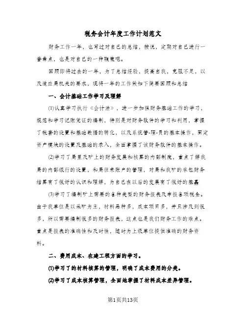 税务会计年度工作计划范文（四篇）