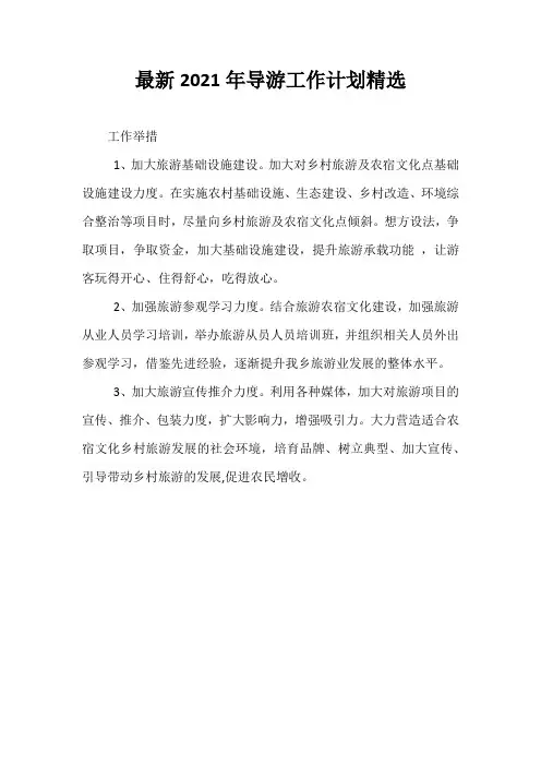 最新2021年导游工作计划精选