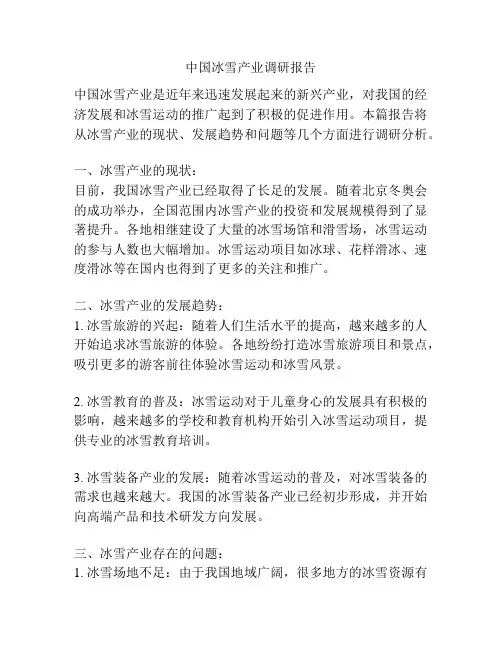 中国冰雪产业调研报告