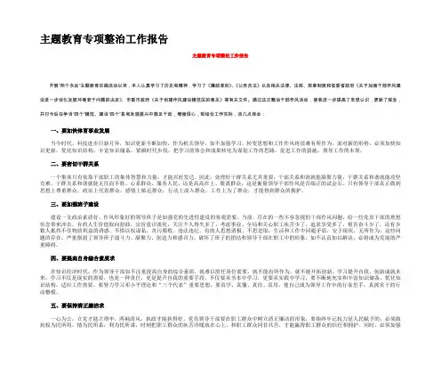 主题教育专项整治工作报告