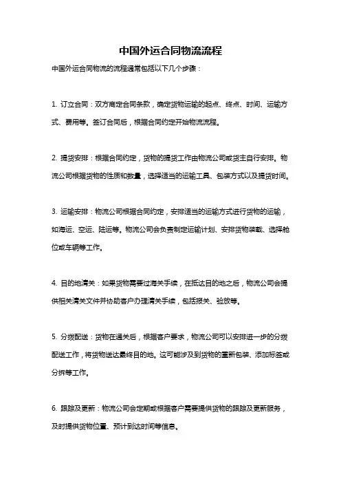 中国外运合同物流流程