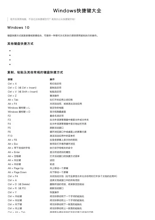 Windows快捷键大全