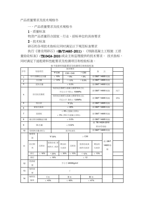 砂子碎石技术指标