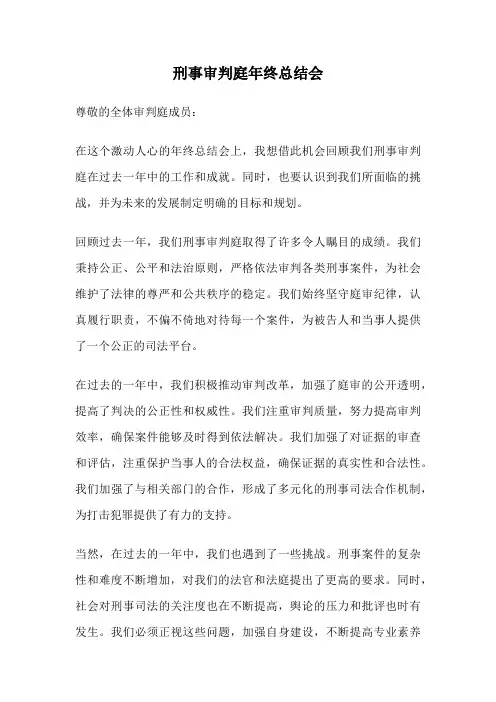 刑事审判庭年终总结会