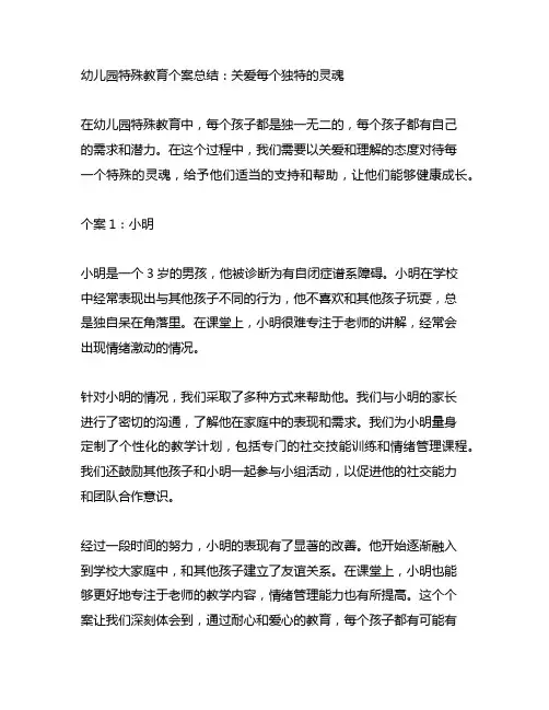 幼儿园特殊教育个案总结：关爱每个独特的灵魂