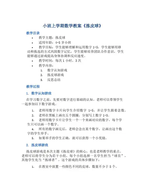 小班上学期数学教案《拣皮球》