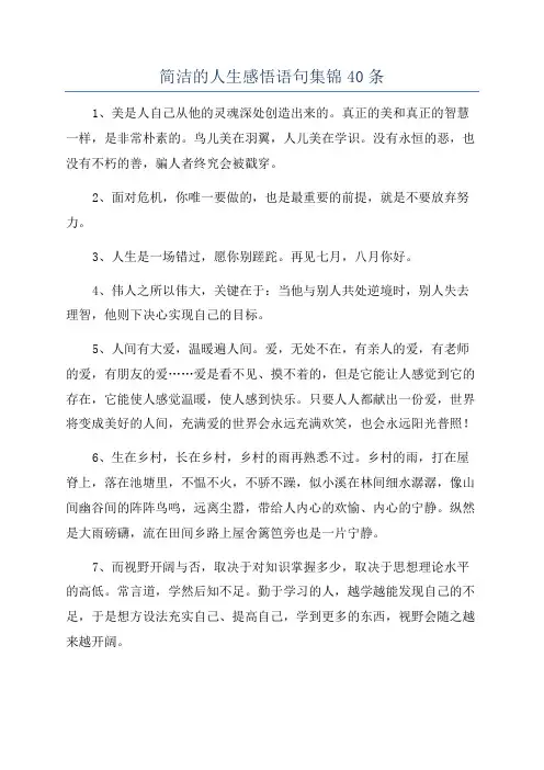 简洁的人生感悟语句集锦40条