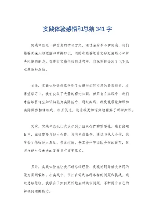 实践体验感悟和总结341字