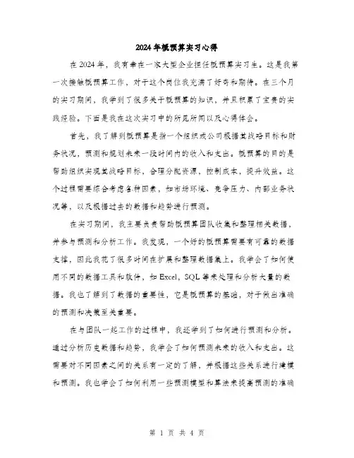 2024年概预算实习心得(二篇)