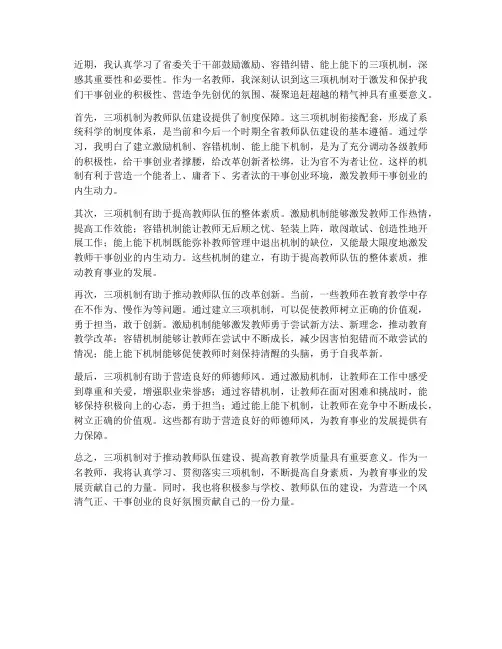 三项机制心得体会教师