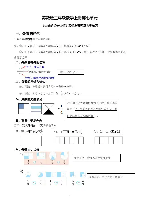 《分数的初步认识》知识点整理及典型练习