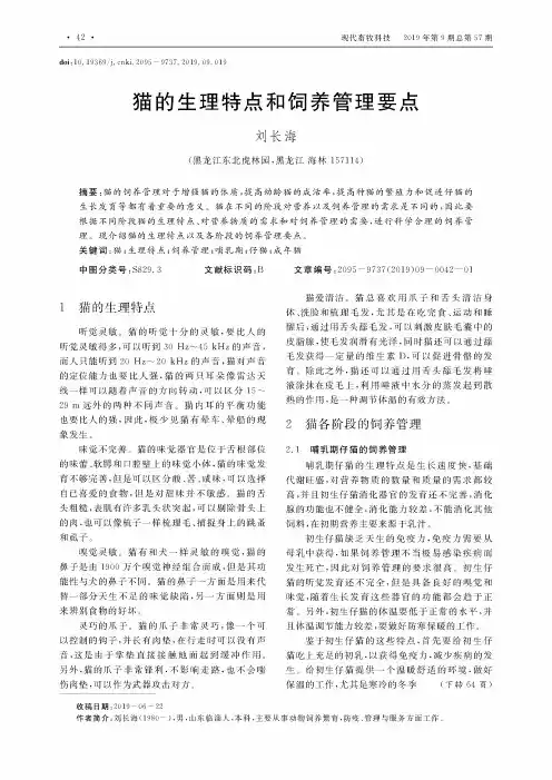 猫的生理特点和饲养管理要点