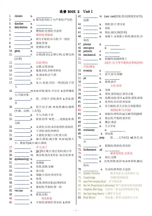 选修2 词汇默写