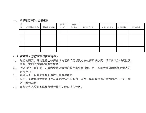 听课笔记评分标准